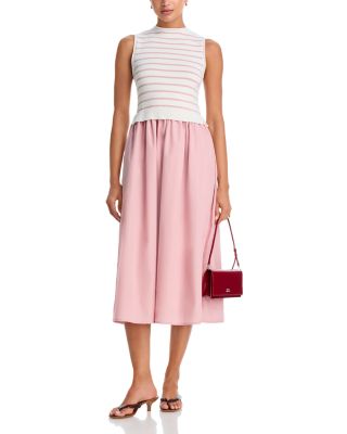 Stripe Knit Poplin Midi Dress - Exclusive