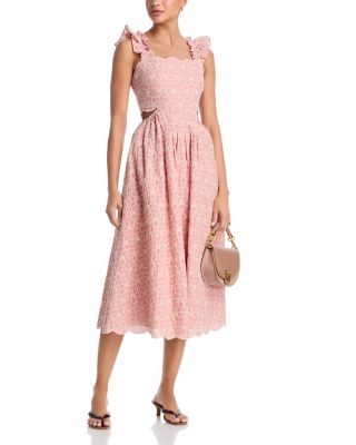 Embroidered Scallop Midi Dress - Exclusive