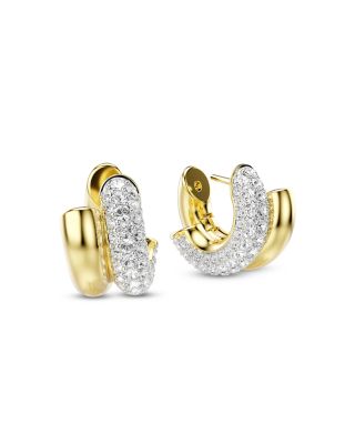 Dextera Crystal Double Row Tubular Hoop Earrings