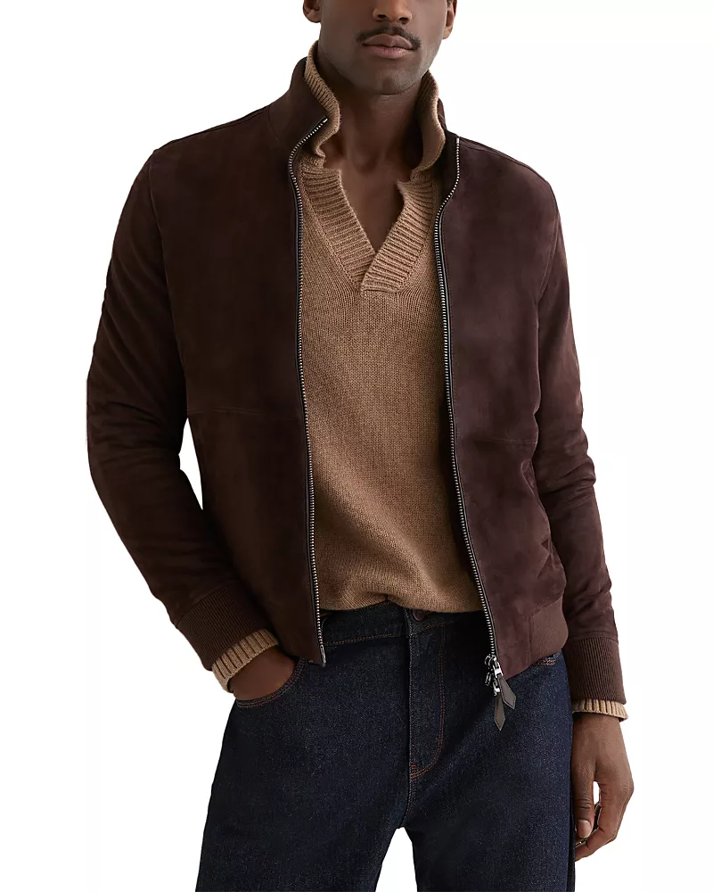 Reiss Suede Zip Through Jacket