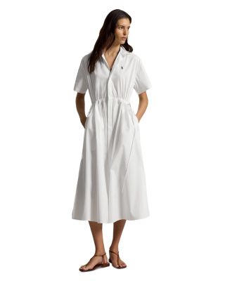 Cotton Drawcord Maxi Shirtdress