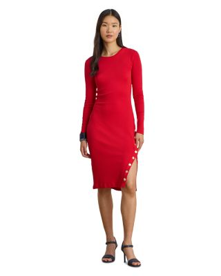 sachin and babi light blue dress 313-15 ISABELLE Pleated dress with neckline and long sleeve - Burgundy  color main image 0