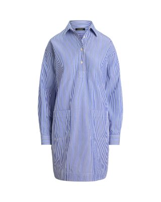 Striped Cotton Broadcloth Shirtdress