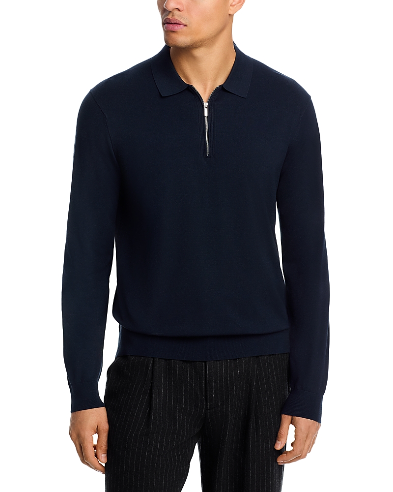 Theory Polo Quarter Zip In Fine Bilen