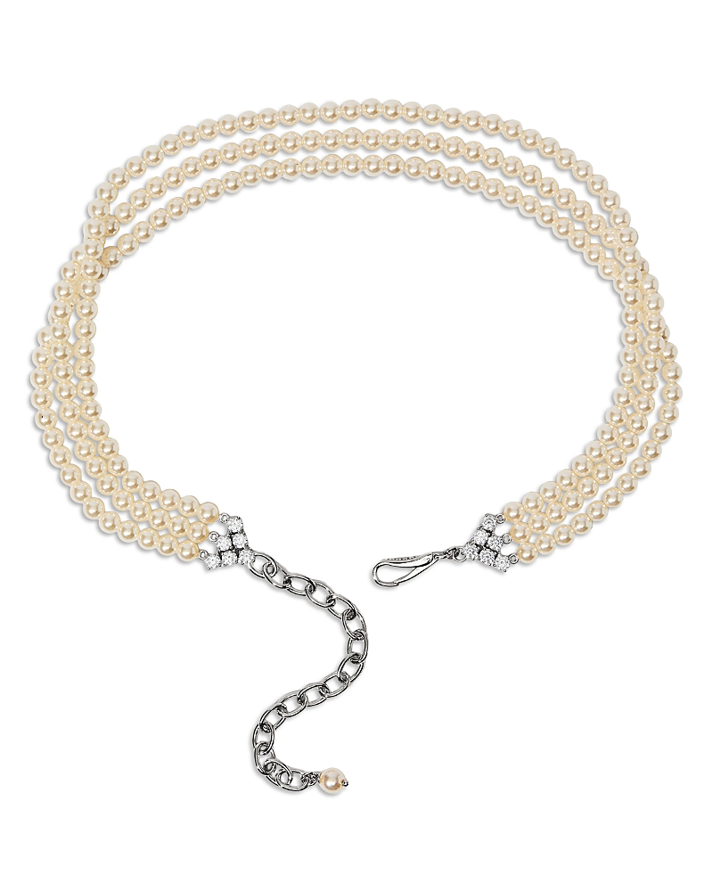 Nadri Madrid Triple Strand Imitation Pearl Choker, 15 In Silver