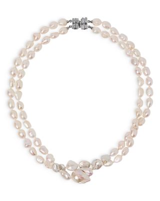 Madrid Double Strand Freshwater Pearl Necklace, 16"
