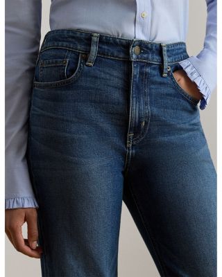 High Rise Straight Wide Leg Jeans in Blue