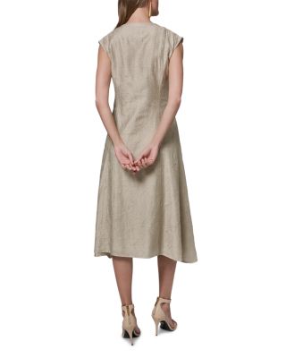 Embroidered Cap Sleeve Belt Dress