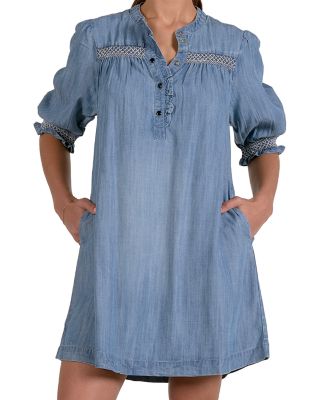 Elbow Sleeve Denim Dress