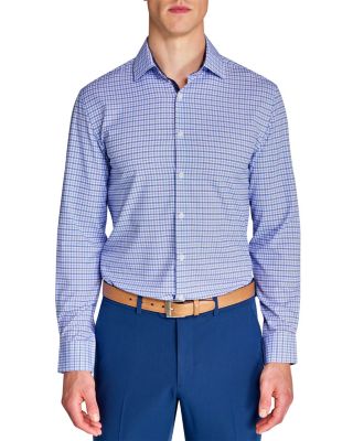 Slim Fit Grid Performance Dress Shirt