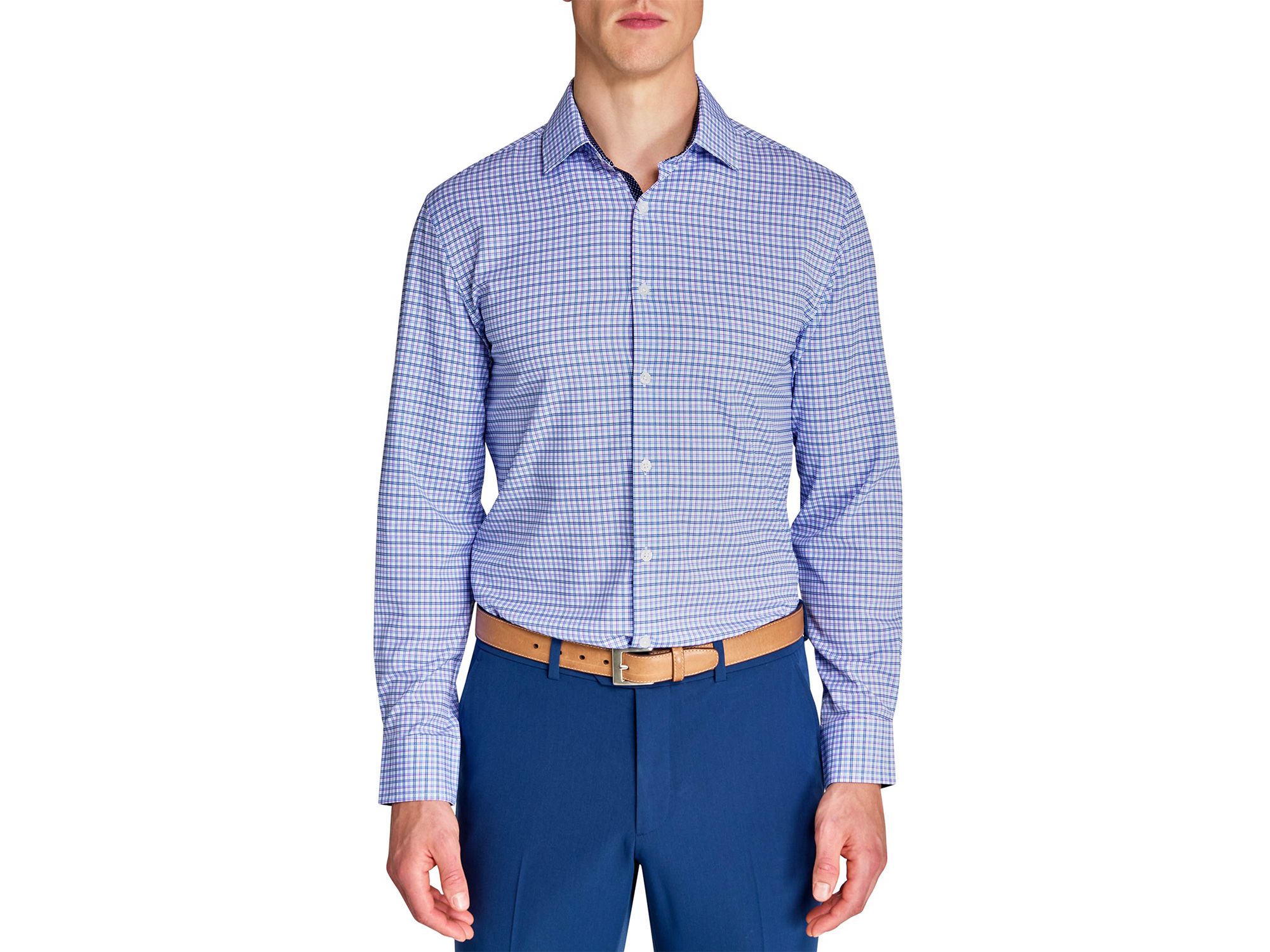 Slim Fit Grid Performance Dress Shirt
