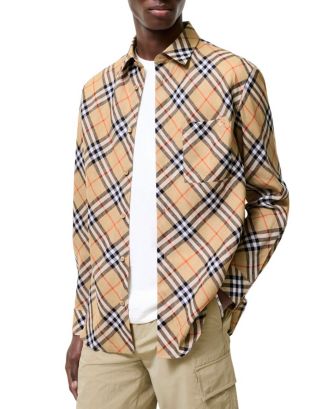 burberry mens dress shirt Burberry Relaxed Fit Check Linen Shirt , Size: XXXL
