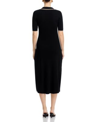 Short Sleeve Polo Collar Midi Dress