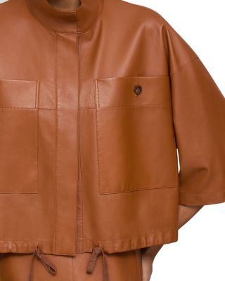 Leather Short Sleeve Oversized Shirt Jacket