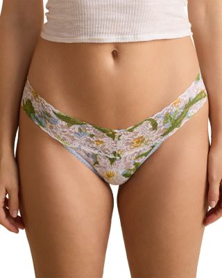Printed Signature Lace Low Rise Thong
