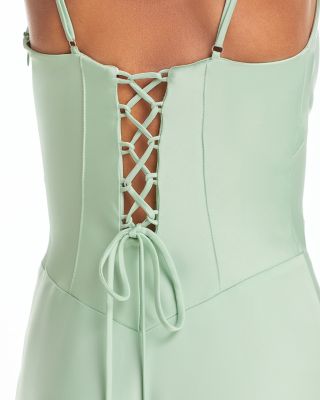 Satin Lace Up Back Gown - Exclusive
