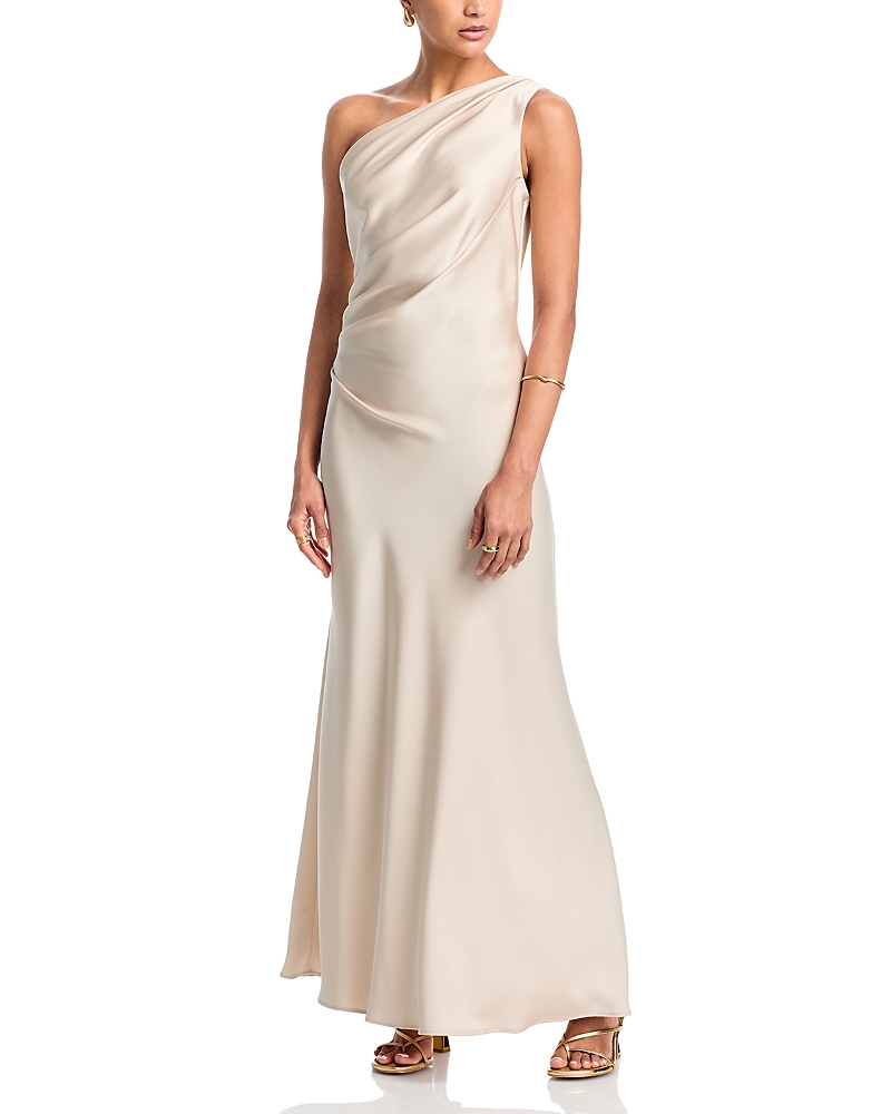 Aqua One Shoulder Charmeuse Dress - Exclusive