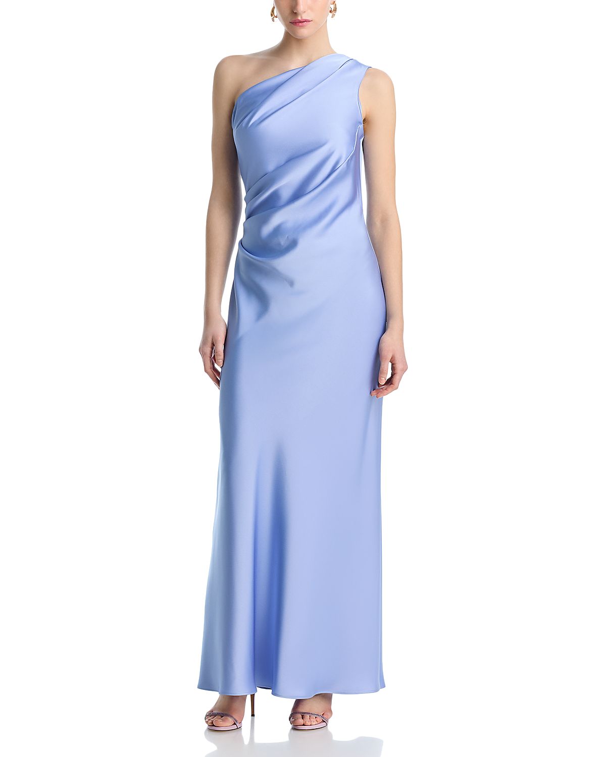 Aqua One Shoulder Charmeuse Dress - Exclusive