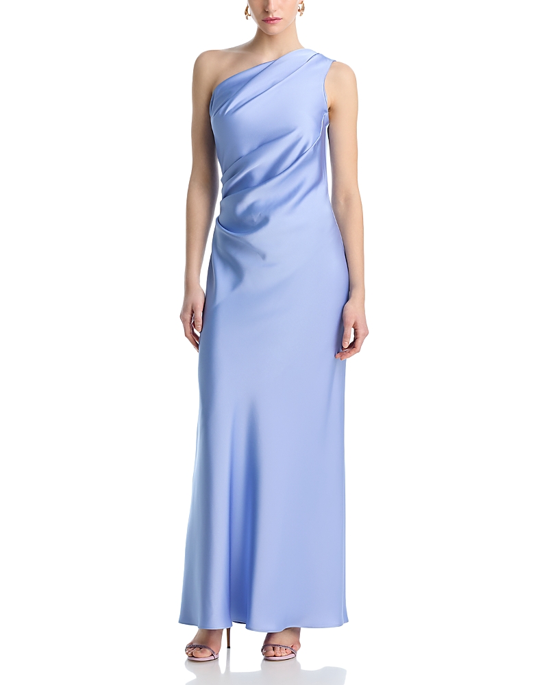 Aqua One Shoulder Charmeuse Dress - Exclusive