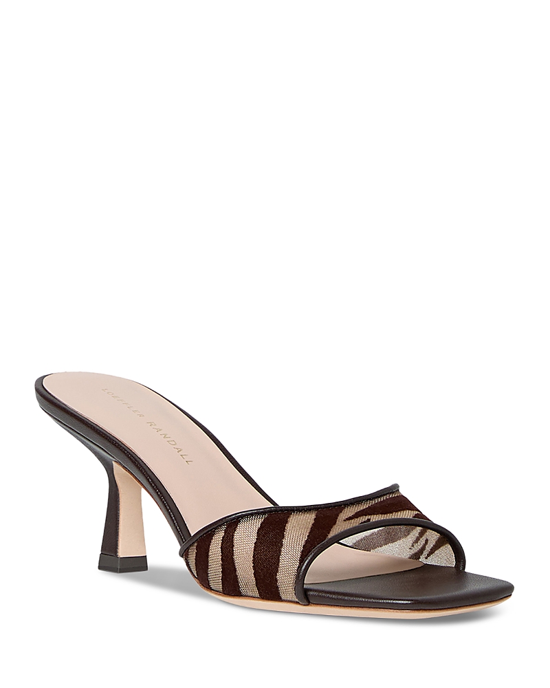 Loeffler Randall Women's Zebra Print Mesh Fabric Mid Heel Sandals