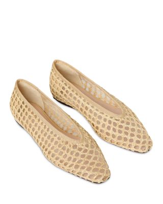 Women's Tan Woven Raffia Ballet Flats