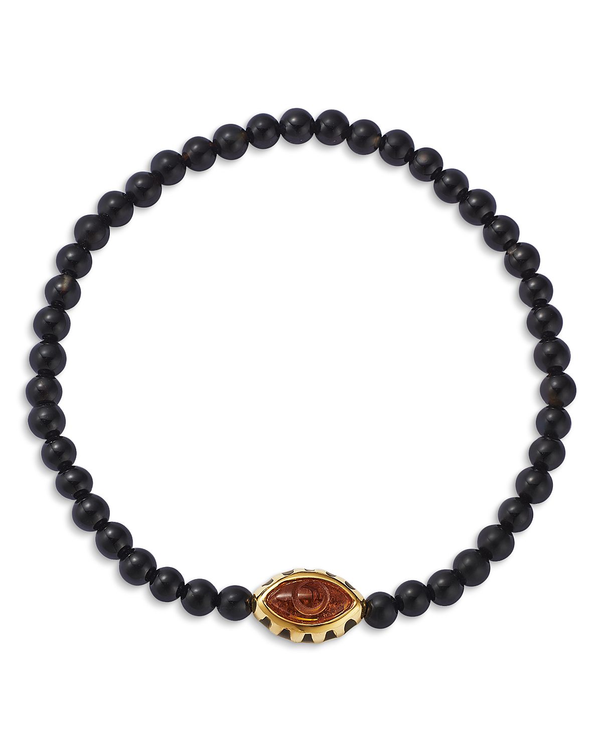 Luis Morais 14K Yellow Gold Yellow Aventurine Eye of the Idol Tiger Eye Bead Bracelet