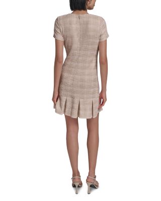 Short Sleeve Boucle Tweed A Line Dress