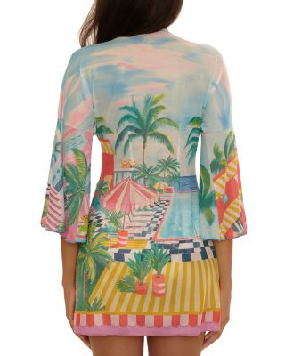 Miami Beach Tie Front Mesh Tunic
