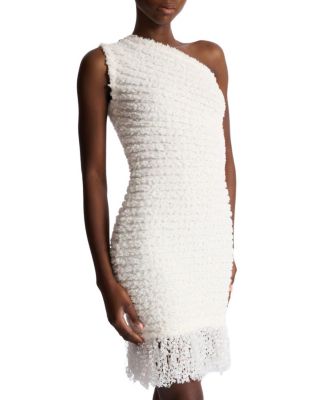 Dotted Tweed One-Shoulder Dress