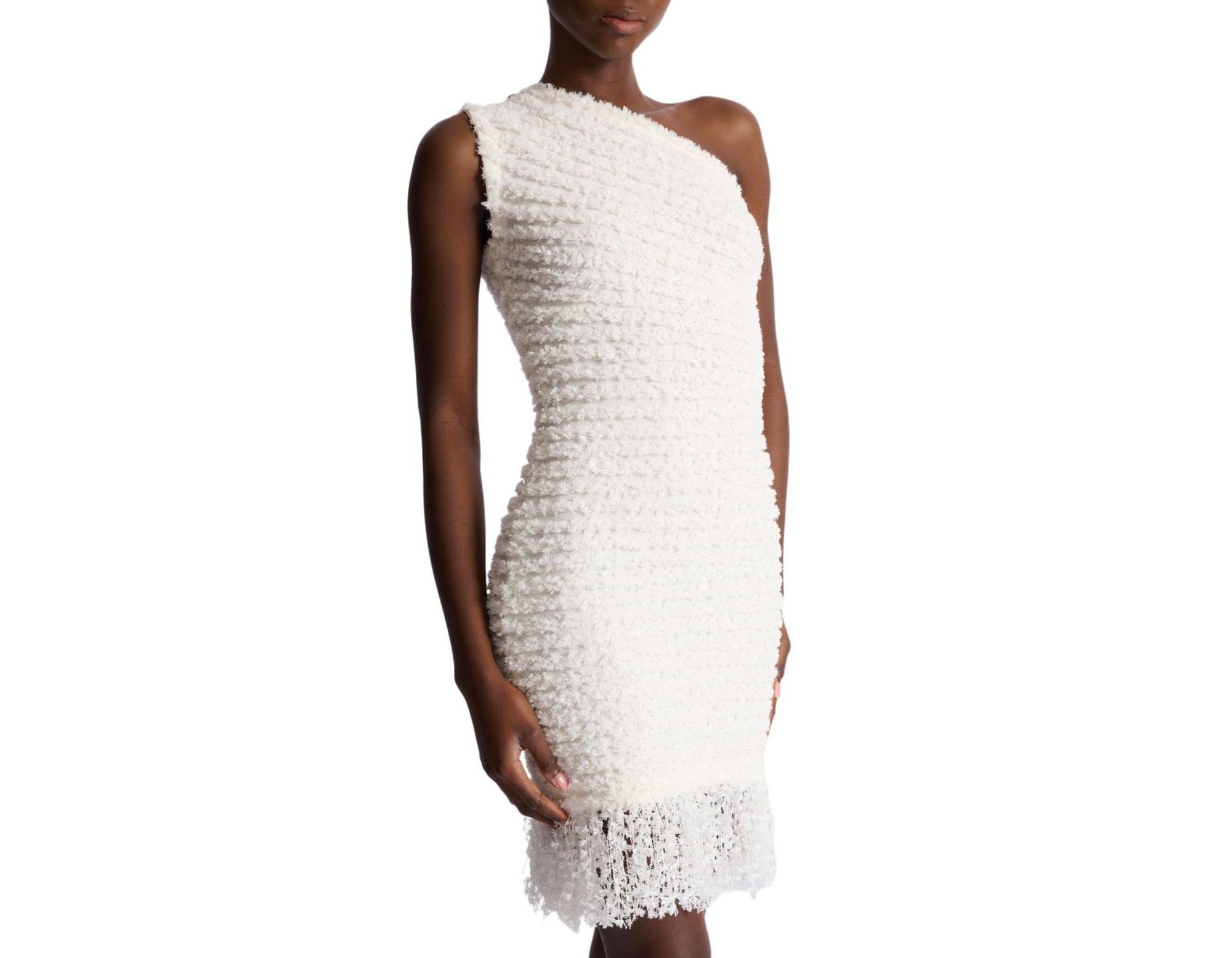 Dotted Tweed One-Shoulder Dress — Image 5