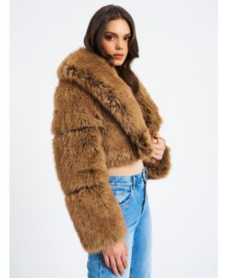 Yadavi Faux Fur Cropped Jacket