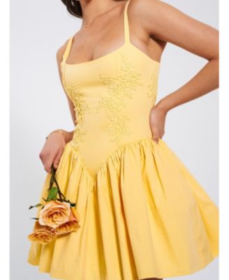  Kadi Cotton Fit and Flare Drop Waist Corset Mini Dress