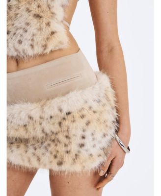  Sariah Suede Cheetah Low-Waisted Micro Skirt