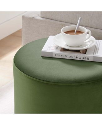 Tilden 16" Round Performance Velvet Upholstered Ottoman