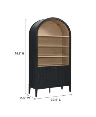 Nolan 74" Tall Wide Arched Storage Display Cabinet Bookshelf