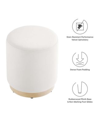 Tilden 16" Round Performance Velvet Upholstered Ottoman