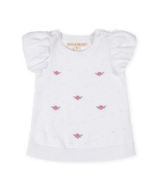 Girls' Organic Ruffle Sleeve Pointelle Sweater - Little Kid, Big Kid