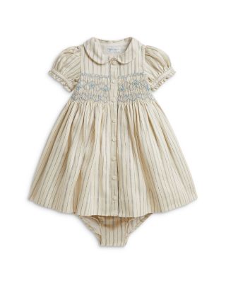 Girls' Smocked Linen-Blend Dress & Bloomer - Baby
