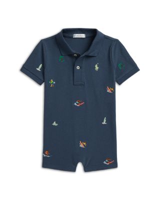 Boys' Embroidered Cotton Mesh Polo Shortall