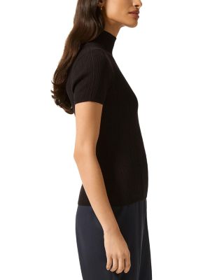 Ribbed Short Sleeve Turtleneck Top