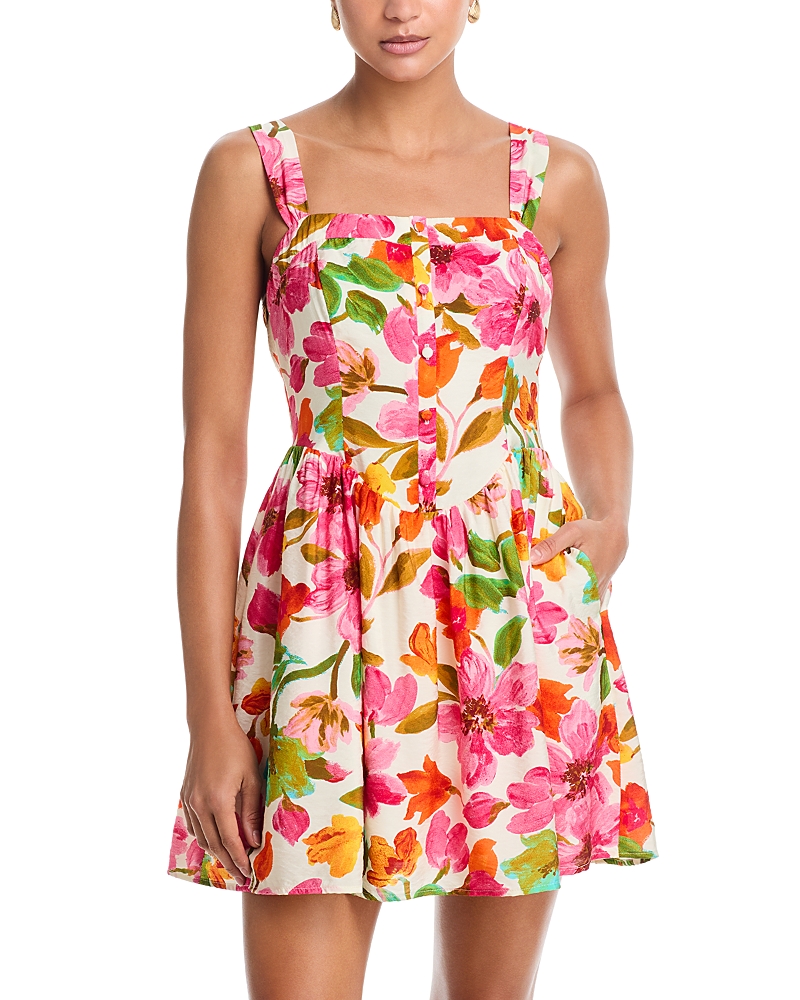 Aqua Floral Drop Waist Mini Dress - Exclusive