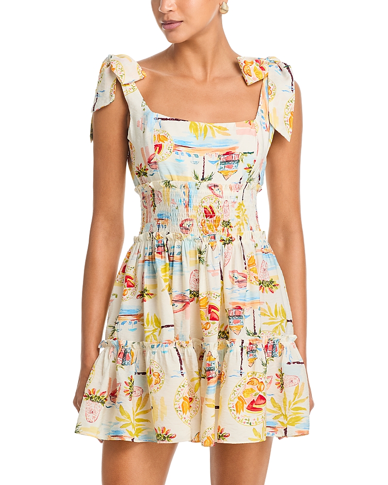 Aqua Spring Picnic Smocked Tie Tank Dress - Exclusive