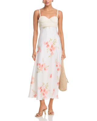 Sleeveless Floral and Lace Midi Dress - Exclusive