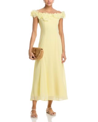 Appliqu&eacute; Floral Off-the-Shoulder Midi Dress - Exclusive