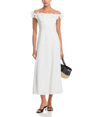 Appliqu&eacute; Floral Off-the-Shoulder Midi Dress - Exclusive