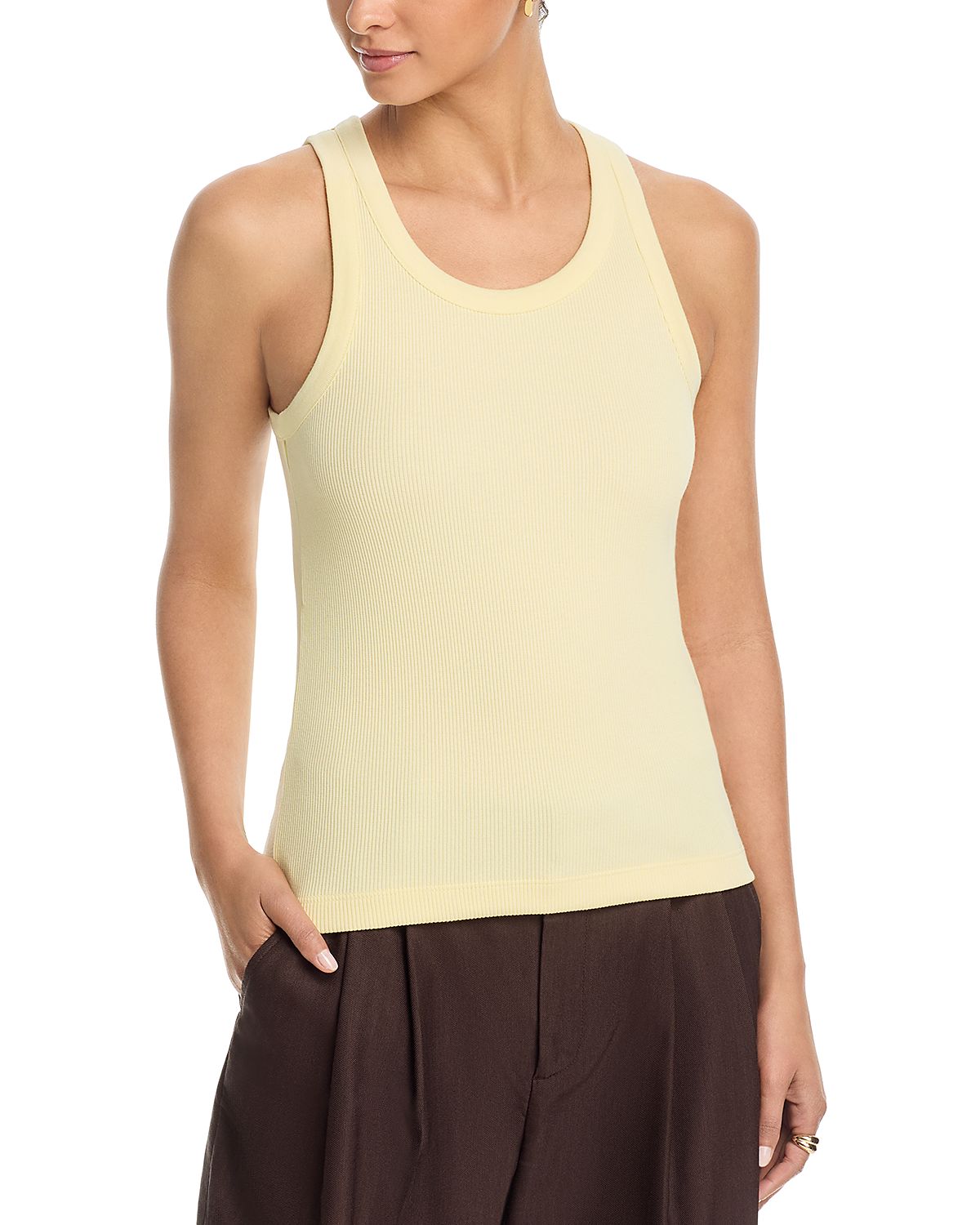 Vince Ribbed Scoop Neck Tank