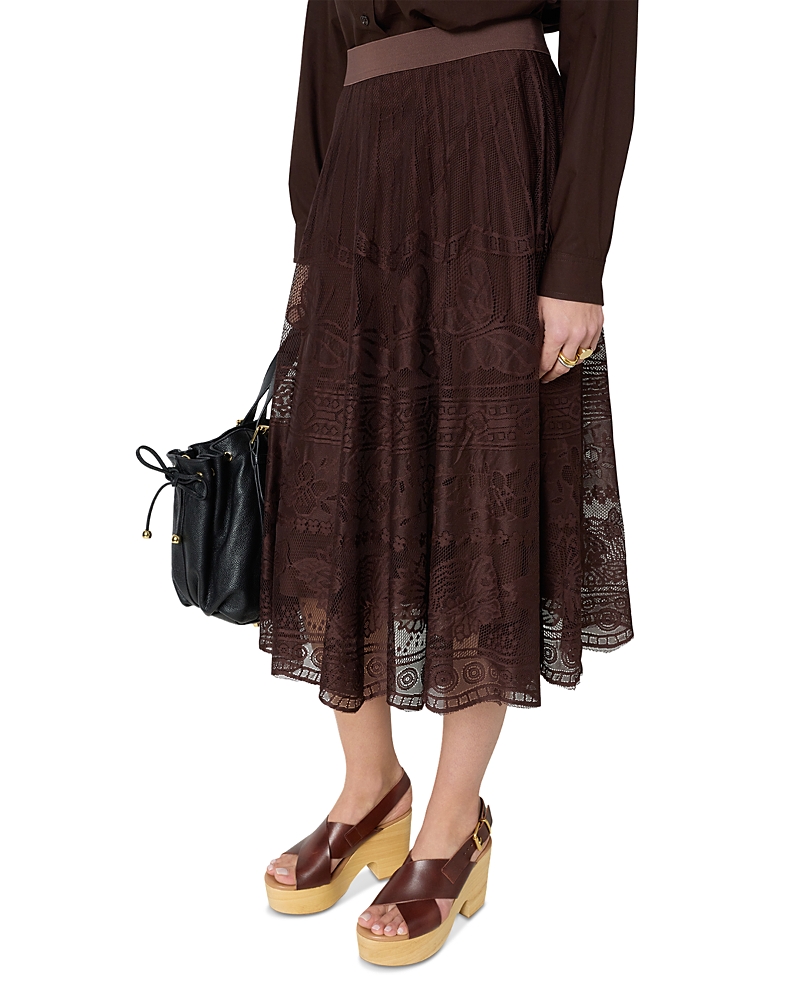 Gerard Darel Jany Lace Midi Skirt