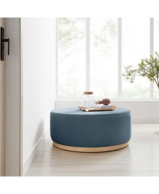 Tilden Large 38" Round Performance Velvet Upholstered Ottoman