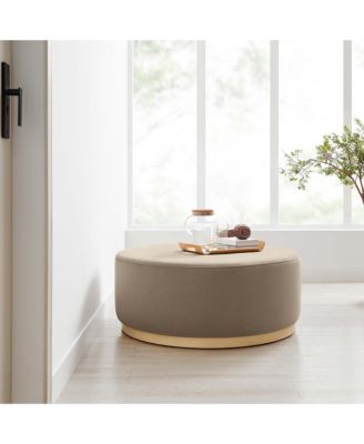 Tilden Large 38" Round Performance Velvet Upholstered Ottoman