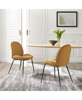 Scoop Black Powder Coated Steel Leg Performance Velvet Dining Chairs, Set of 2